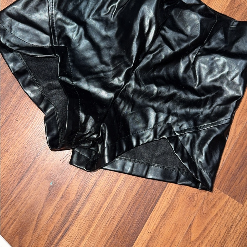Black Faux Leather Shorts